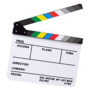 Claqueta Director Genki Blanco Español Inglés 25x30cm