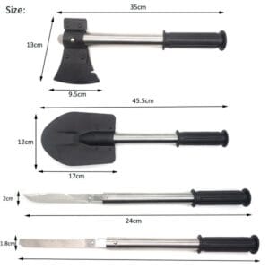 Combo Set Hacha Pala Serrucho Cuchillo Multiuso Para Camping