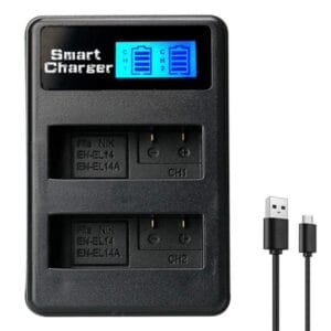 Cargador Doble Baterias Nikon En-el14a Usb D5300 D5500 D3300