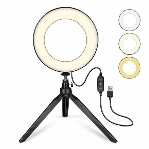 Aro Anillo Selfie Luz Led 16 Cm Usb C Trípode De Mesa