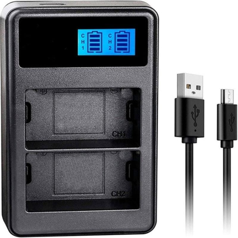 Chargeur Double USB-C Pour Batteries Sony NP-FZ100 – Compatible A7III, A9, A6600, Etc. – Avec écran LCD Et Lecteur De Cartes SD