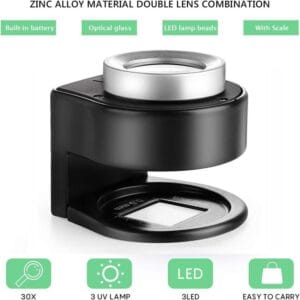 Lupa Cuentahilos 30x Recargable Usb 6 Led