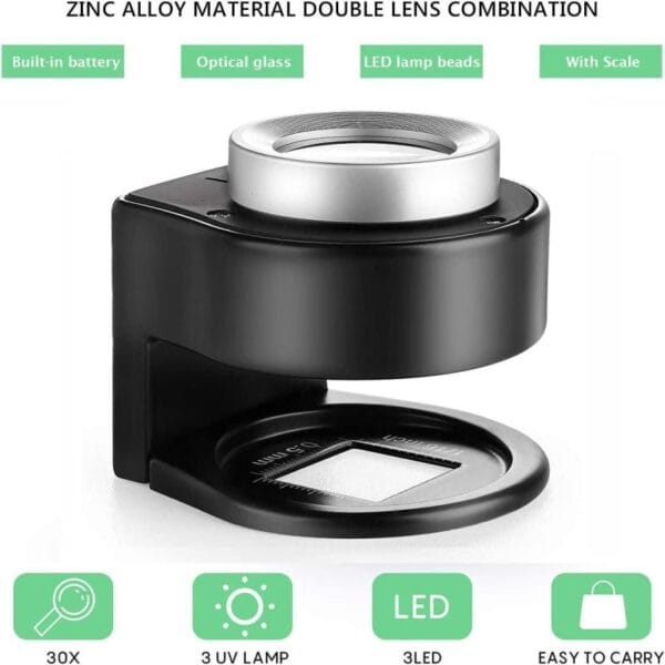 Lupa Cuentahilos 30x Recargable Usb 6 Led