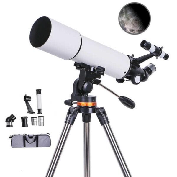 Telescopio Refractor 500x80 Astronómico Tripode Acero Bolso