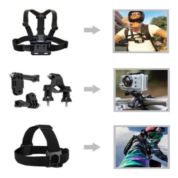 Kit 64 Accesorios Genki P Gopro Action Cam Moto Bici Casco