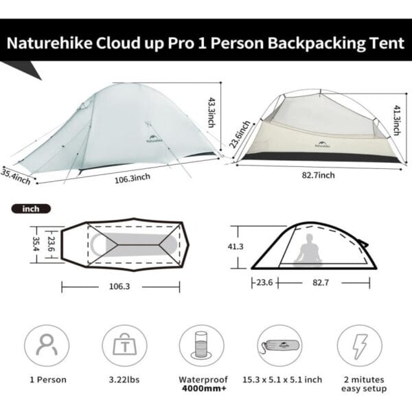 Carpa Naturehike Cloud-up 1 Persona 1.6 Kg Iglú