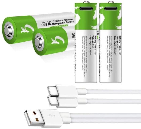 Pilas Aa Recargable Usb 4 Uds Li-ion C Cable Carga Ecologica