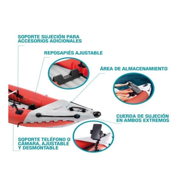 Kayak Inflable Intex Pro K2 Doble Fijo 3.84m 20kg