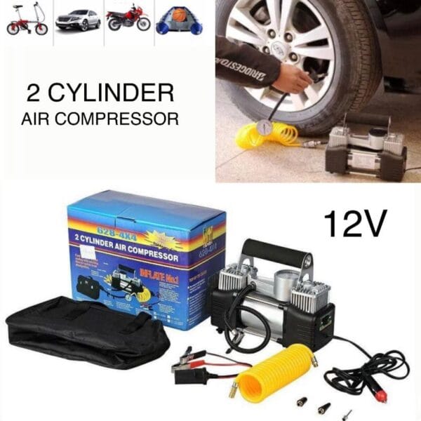 Compresor Inflador 12v Auto Portatil Bici Moto Doble Piston