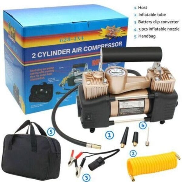 Compresor Inflador 12v Auto Portatil Bici Moto Doble Piston