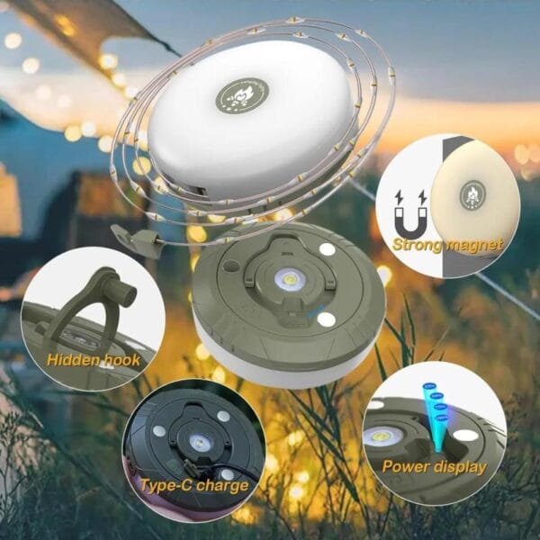 Luz Led Guirnalda 10 M 4 En 1 Camping Linterna Luces Usb