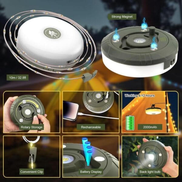 Luz Led Guirnalda 10 M 4 En 1 Camping Linterna Luces Usb