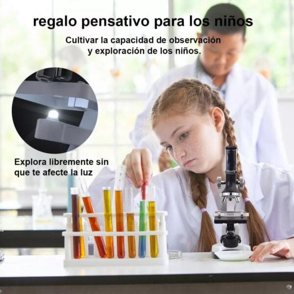 Microscopio Didáctico Genki 1200x Luz Led Valija Accesorios