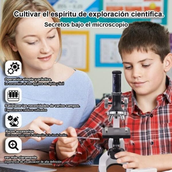 Microscopio Didáctico Genki 1200x Luz Led Valija Accesorios