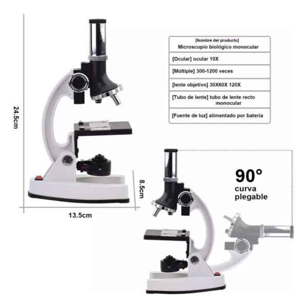 Microscopio Didáctico Genki 1200x Luz Led Valija Accesorios