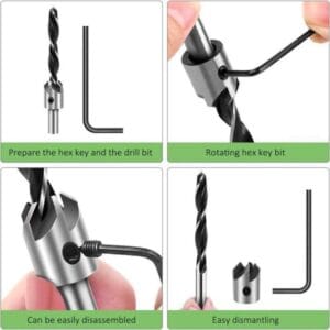 Juego De Mechas Biseladoras C Avellanador 5 Piezas