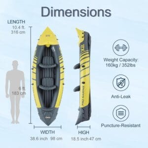 Kayak Genki K2p Doble Fijo Inflable Con Remo Rocker