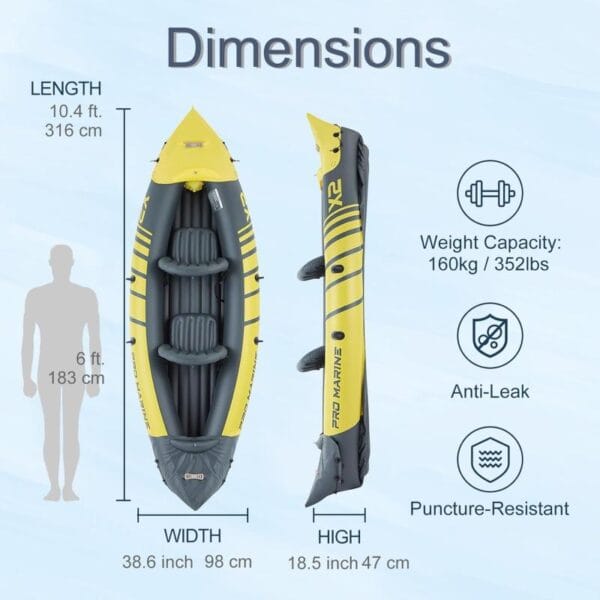 Kayak Genki K2p Doble Fijo Inflable Con Remo Rocker