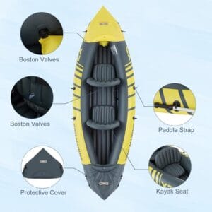 Kayak Genki K2p Doble Fijo Inflable Con Remo Rocker