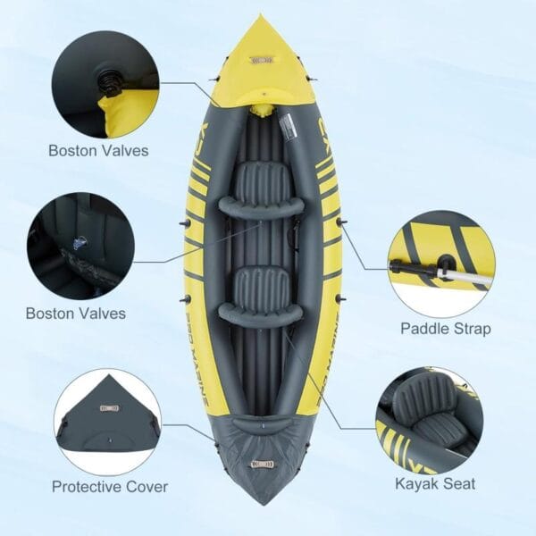 Kayak Genki K2p Doble Fijo Inflable Con Remo Rocker