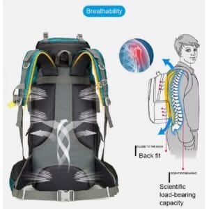 Mochila Trekking 75l Espaldar Outdoor Camping C Impermeable Naranja