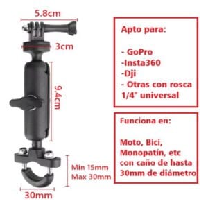 Soporte Abrazadera Cámaras P Gopro Moto Bicicleta Manubrio