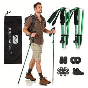 Par Bastones Trekking Aluminio Plegables Running Trail Negro