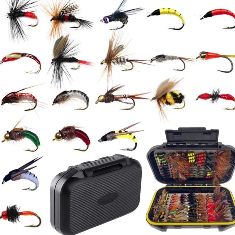 Kit 148 Moscas Premium Genki En Estuche Rígido Pesca Fly Negro (estuche) Y Colores Varios (moscas)