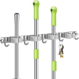 Organizador Soporte Cuelga Escobas Acero Inoxidable Ganchos