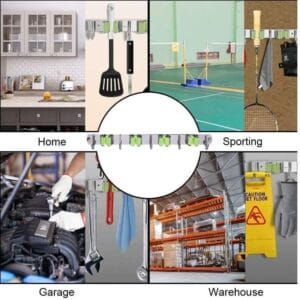 Organizador Soporte Cuelga Escobas Acero Inoxidable Ganchos