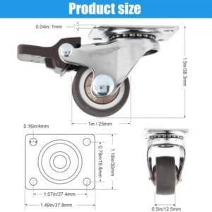 Rueda Giratoria 25mm Reforzada Doble Ruleman Con Freno