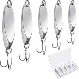Set 5 Cucharas Pesca Spinning Giratorias Metal Trucha Salmon