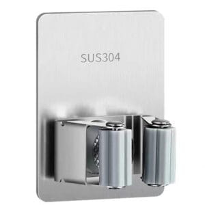 Soporte Organizador Porta Escobas Adhesivo Gancho Para Mopa Plateado