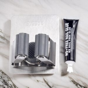 Soporte Organizador Porta Escobas Adhesivo Gancho Para Mopa Plateado