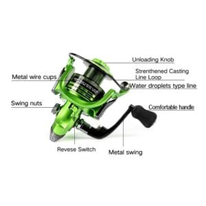 Reel Frontal Xf4000 Spinning Para Pesca Variada Verde Derecho/izquierdo