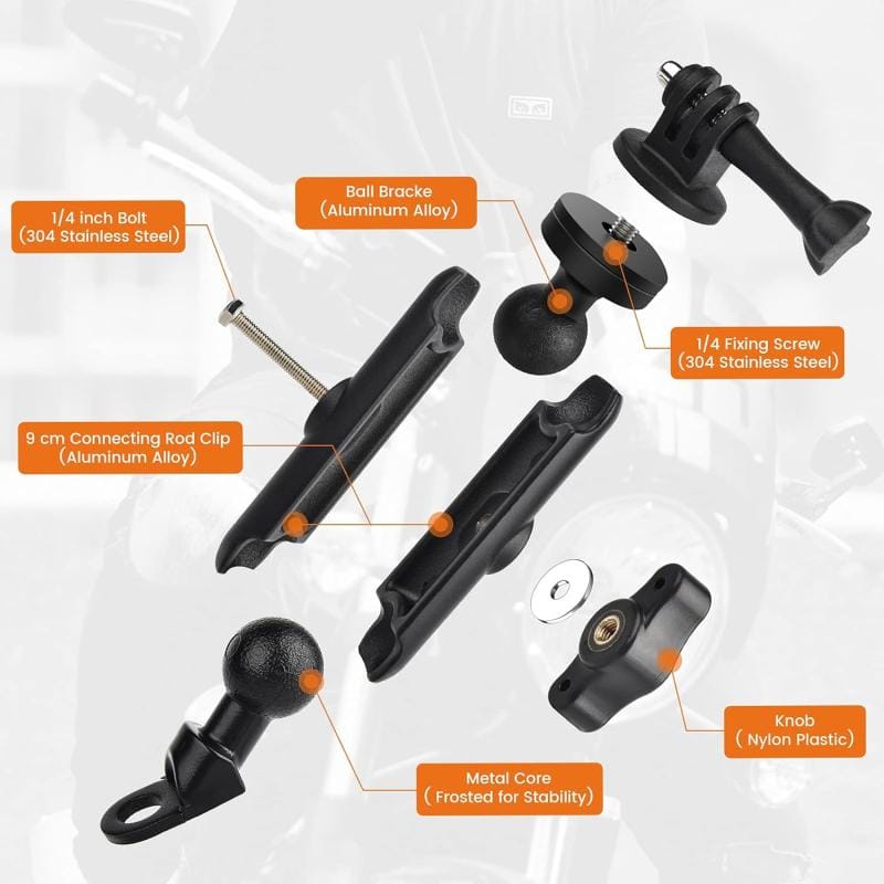 Soporte Camaras P Gopro Moto Scooter Para Espejo Reforzado