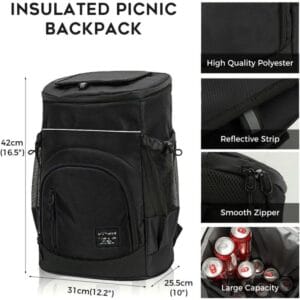 Mochila Termica Conservadora Bolso Camping Impermeable 30lts Negro