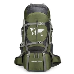 Mochila Trekking 75l Espaldar Outdoor Camping C Impermeable Verde Musgo