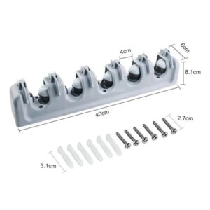 Cuelga Escobas X5 Organizador Soporte Porta Gancho Escobero Gris
