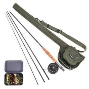 Set Pesca Fly Cast Caña Reel 5/6 2.7m Moscas Funda