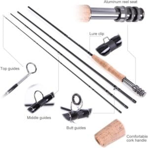 Set Pesca Fly Cast Caña Reel 5/6 2.7m Moscas Funda