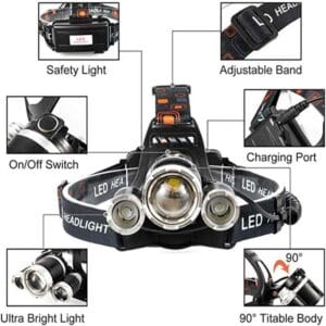 Linterna De Cabeza Genki Hd-led3 200 Lúmenes Camping Blanco Negro