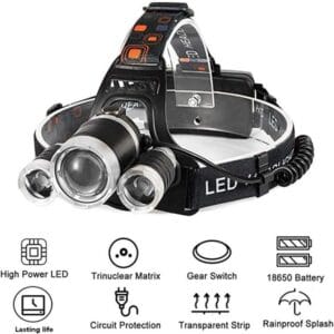 Linterna De Cabeza Genki Hd-led3 200 Lúmenes Camping Blanco Negro