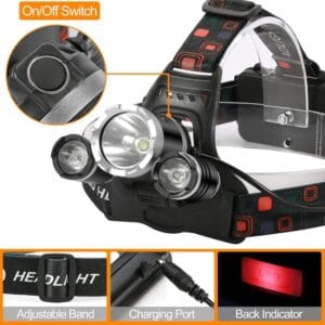 Linterna De Cabeza Genki Hd-led3 200 Lúmenes Camping Blanco Negro