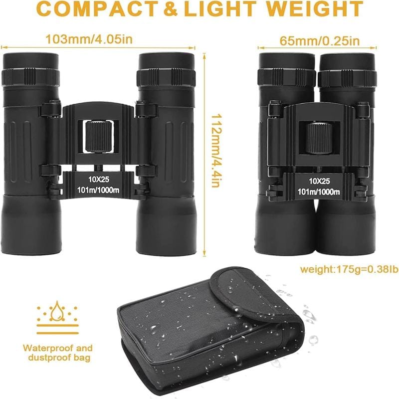 Binoculares Genki Compactos 10x25mm 1025 Negro