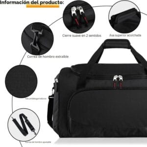 Bolso Deportivo Grande Gimnasio Viaje Natacion 55 L Negro Negro