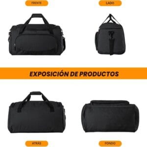 Bolso Deportivo Grande Gimnasio Viaje Natacion 55 L Negro Negro