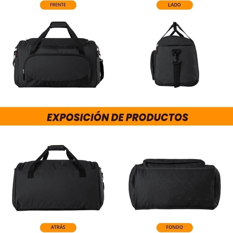 Bolso Deportivo Grande Gimnasio Viaje Natacion 55 L Negro Negro
