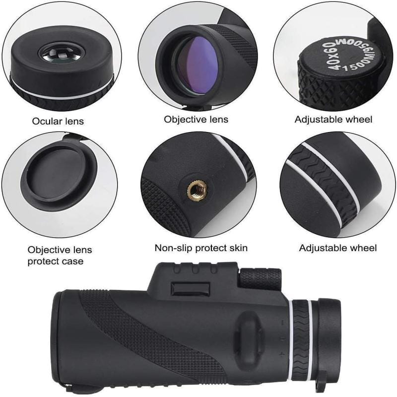 Monocular Genki 40x60 Lentes Multitratadas Negro