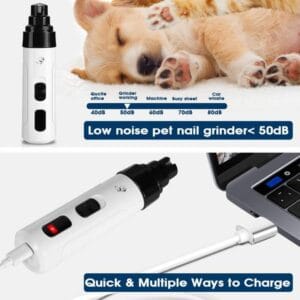 Lima Eléctrica Uñas Mascotas Silencioso Recargable Usb